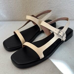 Madewell Dory 90s Minimal strappy sandals shoes cream silver buckle 7-1/2 7.5